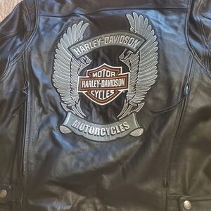 Harley-Davidson Black Leather Jacket with Winged Emblem